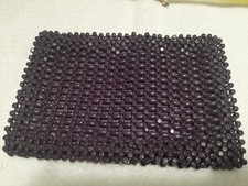 Vtg Deep Purple Beaded Clutch With Satin Interior made in czechosloyakia zipper