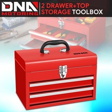 14" 2-Drawer Steel Workshop Garage Household Lockable Portable Tool Box Storage