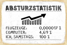 Top-Schild, versch. Gr&ouml;&szlig;en, ABSTURZSTATISTIK, ich, Samstag 100 %, FUN, Neu, OVP