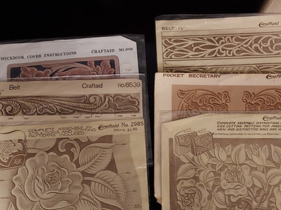 Vintage Craftaid Leather Carving Templates Purses Covers Belts Lot of 6