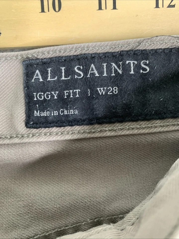 Pantalones de mezclilla Allsaints Iggy para hombre 28 marrón algodón pierna recta calce ajustado al aire libre Foto 4 de 4