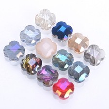 10pcs Clover Flower Shape 12mm Faceted Colorful Crystal Glass Loose Beads