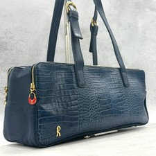 Borsa a tracolla Roberta di Camerino autentica pelle goffrata mini Boston blu navy