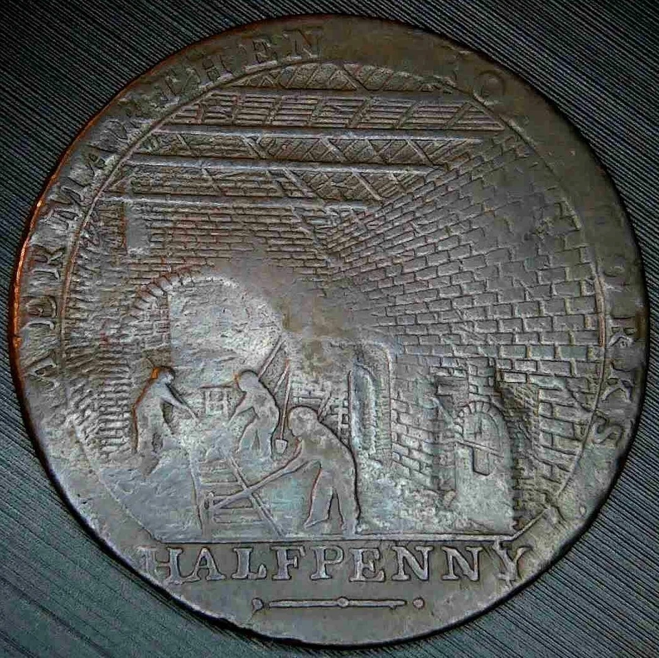 稀有 Carmarthen Iron Works Conder Halfpenny D&H 5 - 18 世纪英国 — 第 2/2 张图片