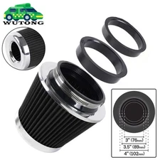 3 3.5 4 inch Inlet High Flow Cold Air Intake Cone Replacement Dry Air Filter NEW