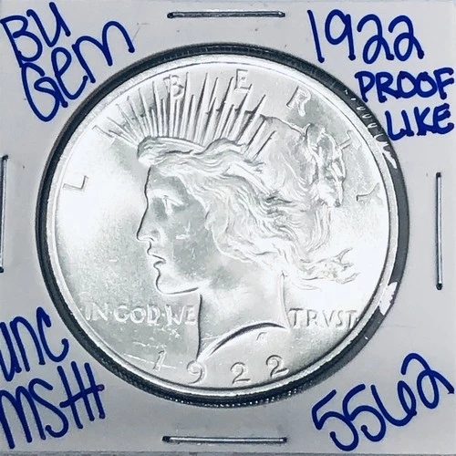 1922 BU UNCIRCULATED SILVER PEACE DOLLAR AUTHENTIC U.S. MINT FREE SHIPPING 5562