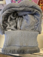 Winter Gray Women's Plush Neck Warmer Snood Hood Hat Beanies