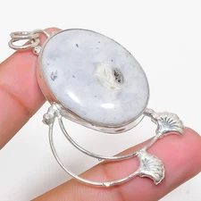 Dendrite Opal Gemstone Handmade 925 Sterling Silver Jewelry Pendant 2.44"