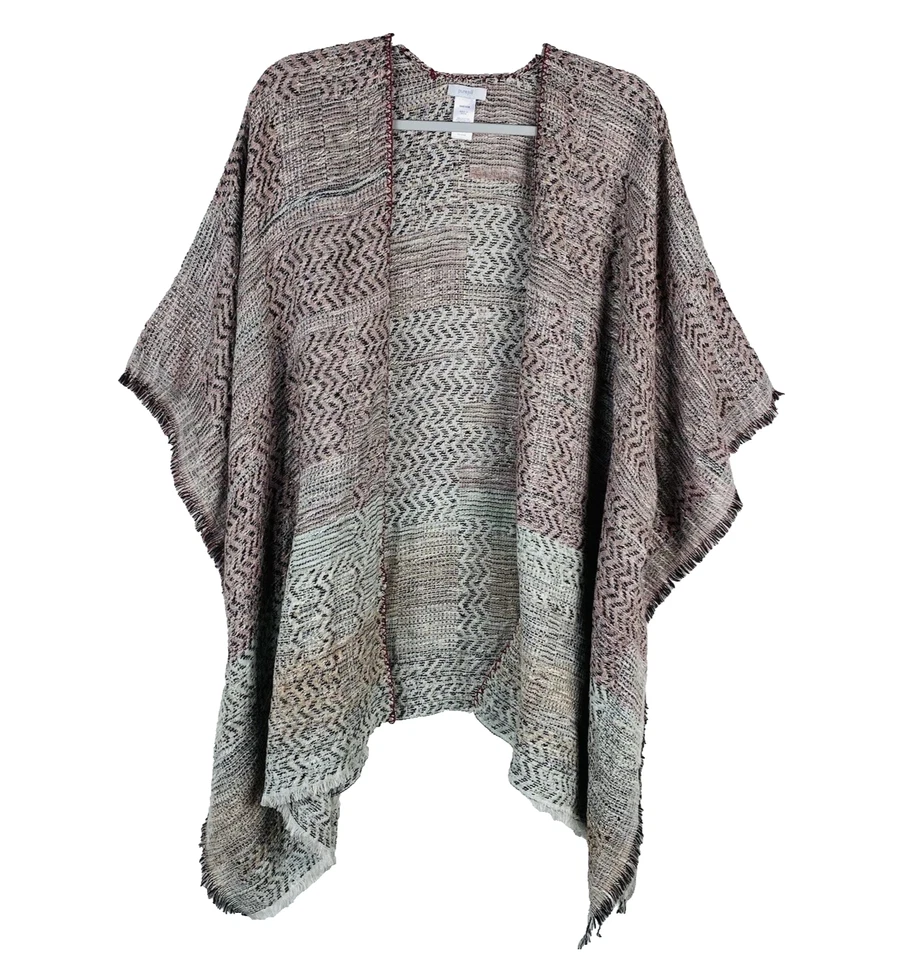 J. Jill womens open shawl coastal grandma Woven Frayed Trim Kimono One Size - Image 2 of 4