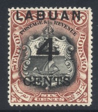 North Borneo Labuan 1899 4c on 6c SG103 u/m Cat &pound;32