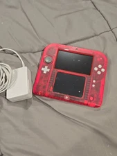 Authentic Nintendo 2DS Crystal translucent Red Handheld System w/Charger USA Ver