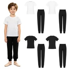 Kids Boys Dancewear Training Outfit T-shirt Sets Modern Dance Ballroom Latin