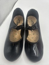 Capezio Tele Tone Tap Shoes Black Patent Mary Jane Girls Dance Size 12