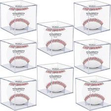 8 Pack Clear Acrylic Baseball Display Case Cube Holder UV Protection
