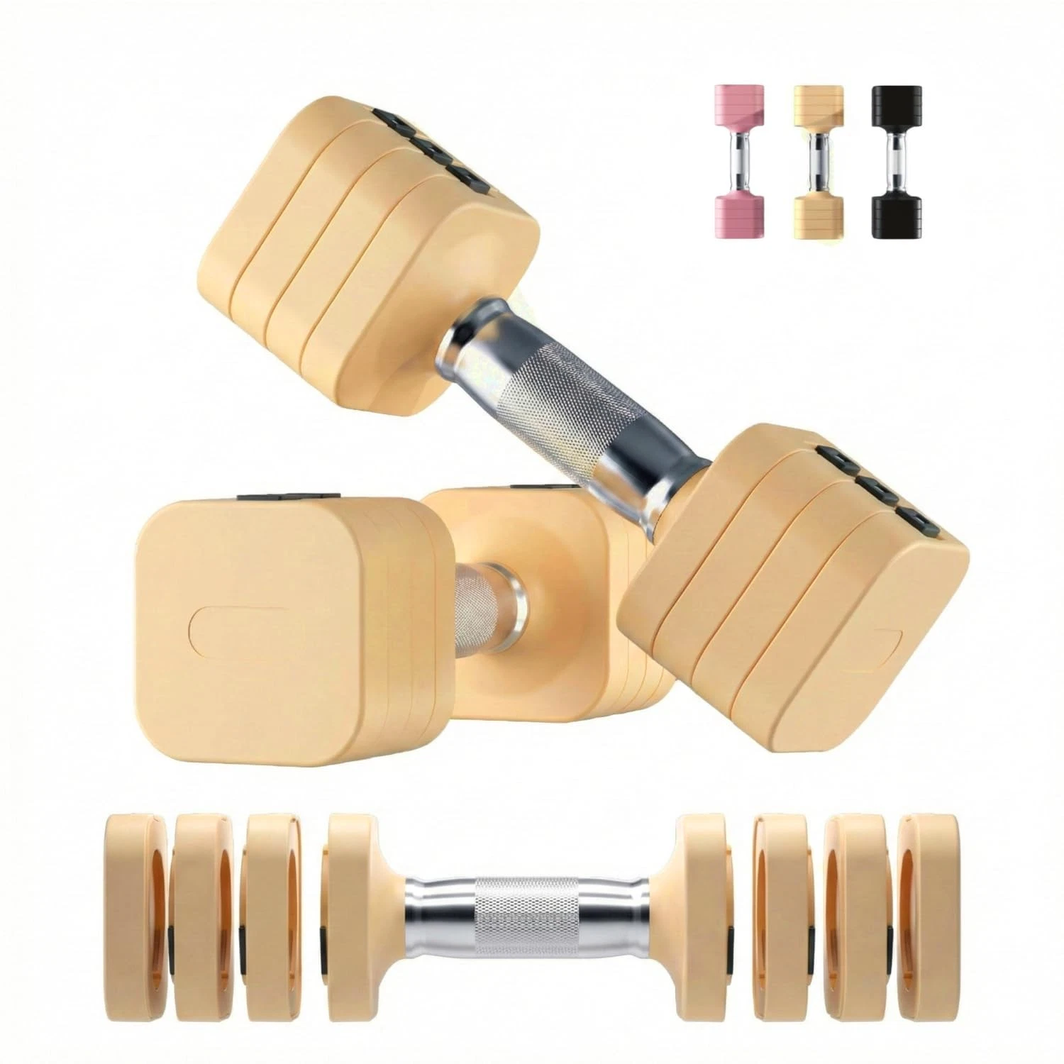 20LB Adjustable Dumbbell Set, 10lb Dumbbells Set of 2, 5 in 1 Free Weights Se...