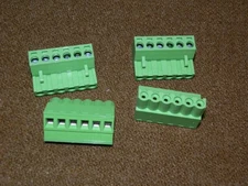 LOT of 4 Crestron Green (Larger) Terminal Block Plug 6-pin Wire Connectors