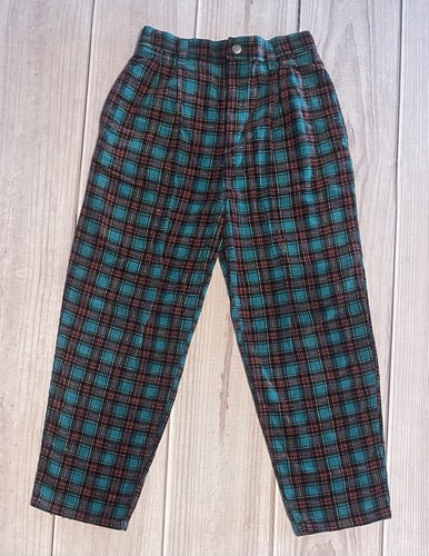 Vintage Gymboree 90s Plaid Corduroy Pants Size XXL Rainbow Tag Teal & Red - Picture 1 of 6