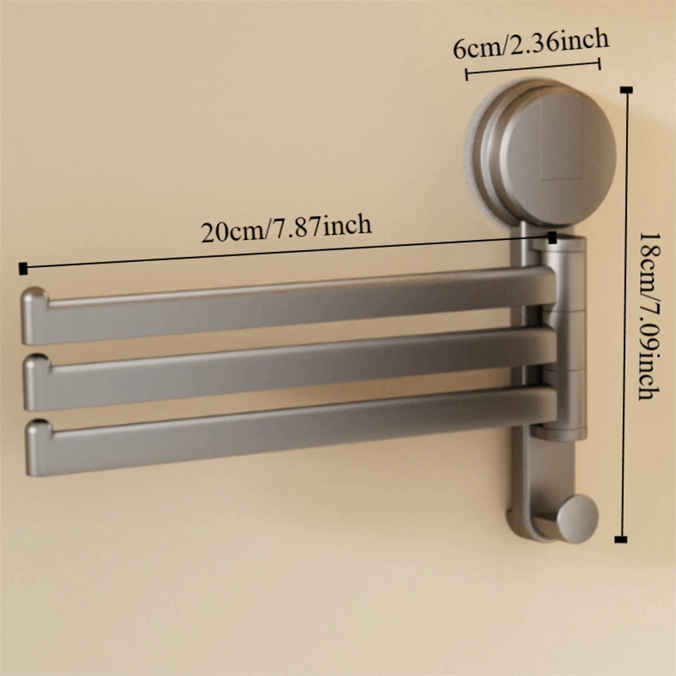 No Need To Drill Suction Cup Rotating Towel Rack Kitchen Storage Rack Toilet - Image 2 of 4