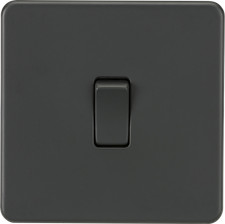 KNIGHTSBRIDGE ANTHRACITE SCREWLESS Switches & Sockets BLACK Insert + USB