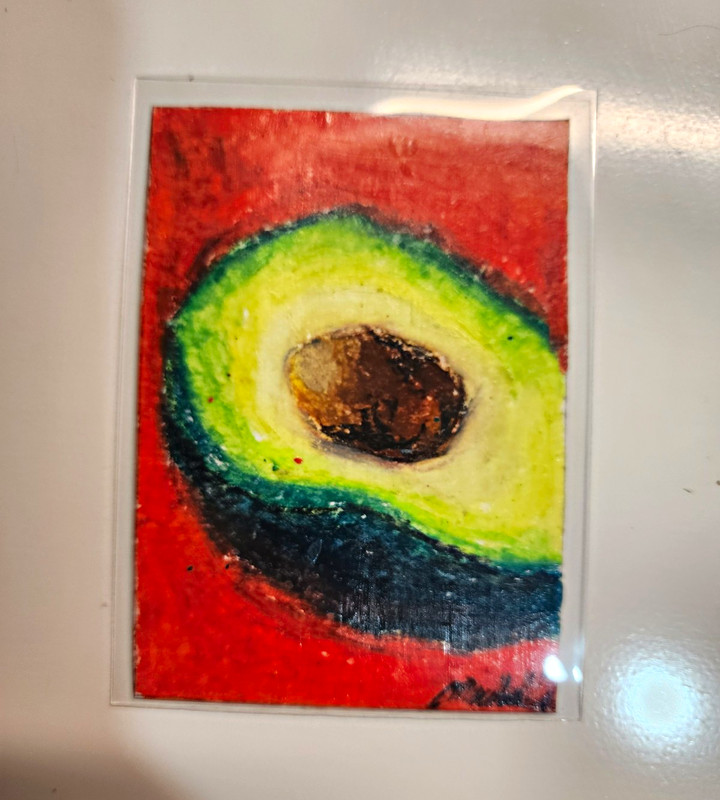 Michelle M. Nguyen "Avocado Close-Up" Signed Original Oil Pastel July 2026 ACEO