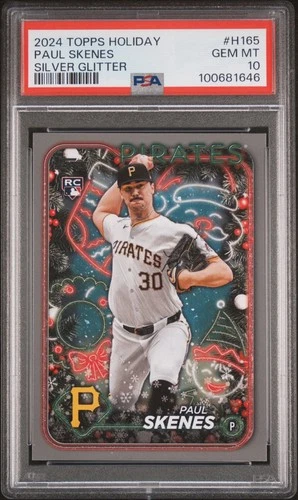 2024 Topps Holiday #H165 PAUL SKENES Silver Glitter Rookie PSA 10 Pirates RC Gem