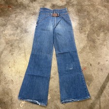 Vintage 70s H.A.S.H. Jeans Bell Bottom High Waisted Cinch Back Denim 24x30