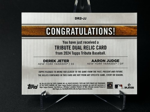 Derek Jeter Aaron Judge 2024 Topps Tribute Dual Patch 3 Color GU Patch /10 - Picture 6 of 7