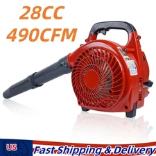 28CC Gas Leaf Blower 2 Stroke 490 CFM 1.1HP Powerful Handheld Gas Leaf Blower