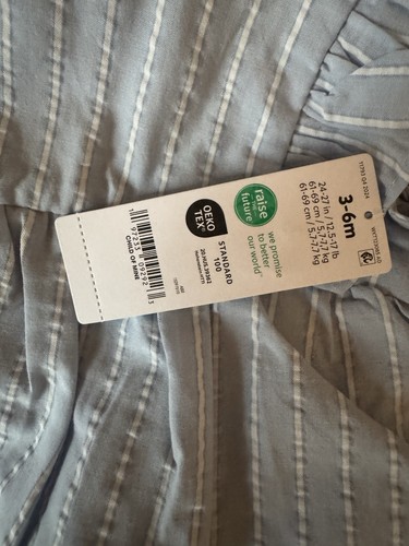 Carters Child Of Mine Infant Girl Romper SZ 3-6 Mo Blue Flutter Sleeve Snap Butt - Picture 6 of 6