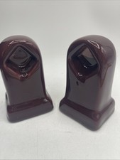 VTG Porcelain Bathroom Burgundy Towel Holder Wall Mount Restorative NOS