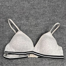 Women's Gray Lightly Padded Wirefree Bra No Size Tag M/L Adjustable Straps MSMTS