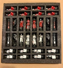 Medieval Templar Chess Set Complete w/ Board – Red & White Crusader -Heavy Resin
