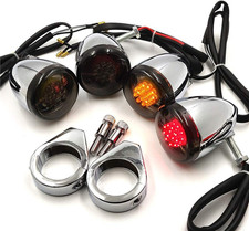 Chrome Motorcycle Turn Signal Light Kit for Harley - 41mm Clamp Mount