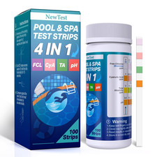 Hot Tub Test Strips: 4 Way Swimming Pool Test Strips for Free Chlorine Bromine