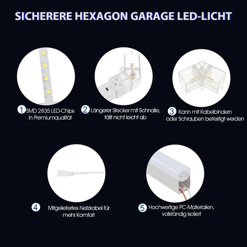 14X Sześciokątna lampa LED Rury Warsztat Garaż Ściana Sufit Lampa Oświetlenie DE - Zdjęcie 19 z 20