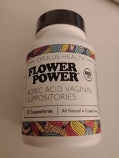 Flower Power Vegan Boric Acid Suppositories - 30 Capsules - 600mg for...