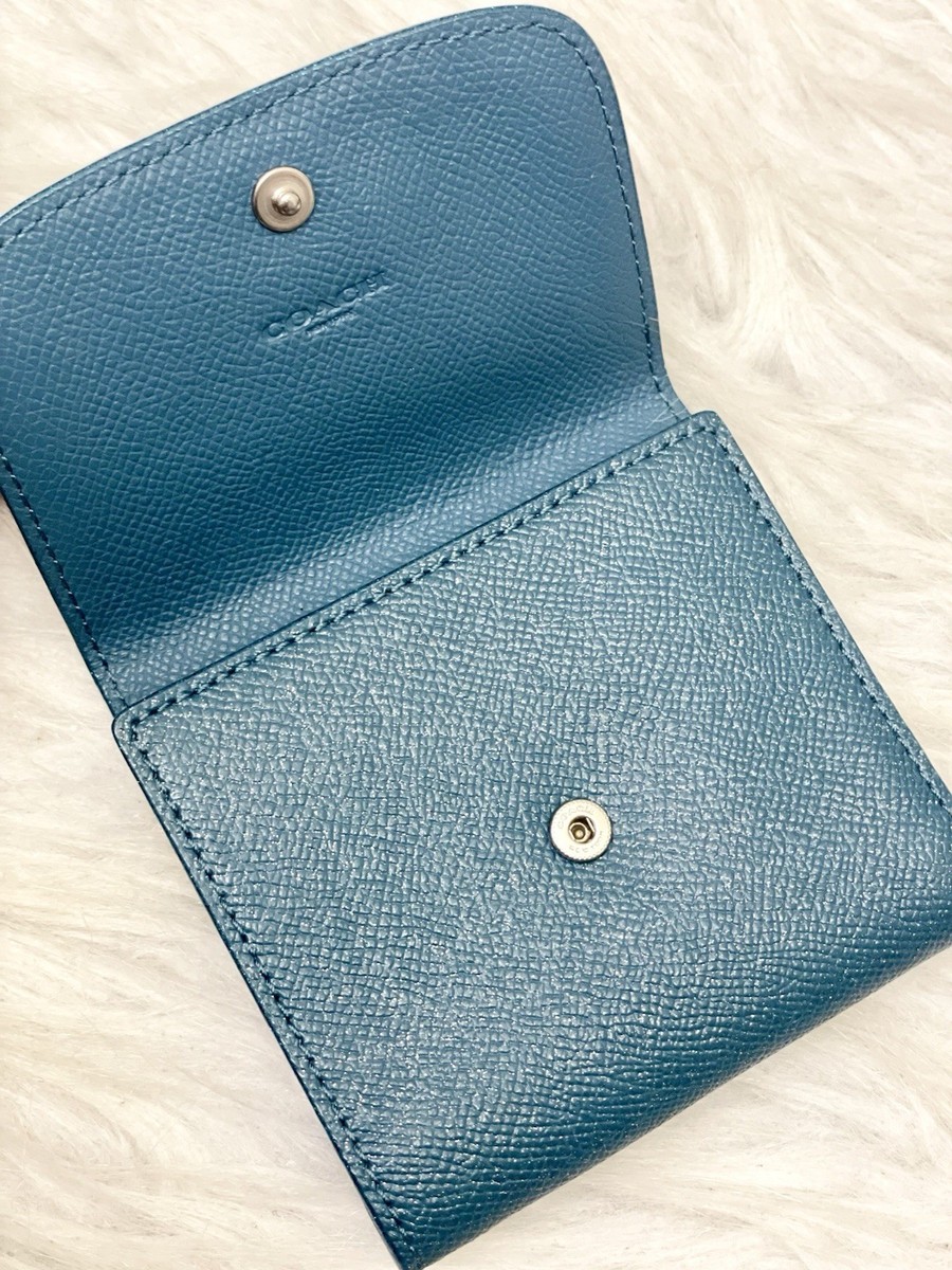 NWT COACH Small Snap Wallet in Glitter Crossgrain Leather in Dark