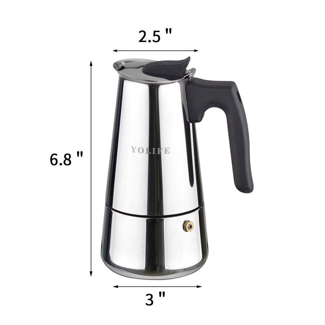 YOLIFE Mini Stovetop Espresso Maker, Induction Small Moka Pot for Italian Cof...