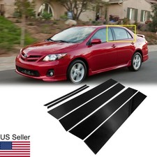 6pcs Glossy Black Pillar Posts Window Door Covers For 2009-2013 Toyota Corolla