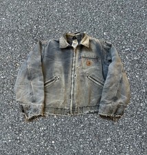 Vintage Carhartt Detroit Jacket Large Black Grey J97 PTL Distressed Thrashed