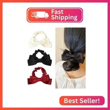 Bow Scrunchies Hair Ties for Thick or Thin Hair - Silk Bowknot Elastic Hair Acce