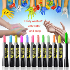 12 Pcs Glow in The Dark Face Body Paint, UV Black Light Glow Makeup Kit for K...