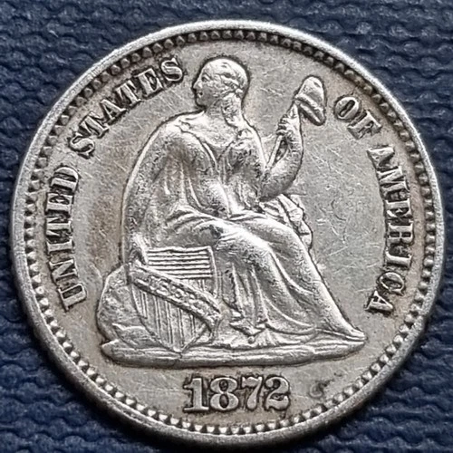 1872 Seated Liberty Half Dime 5c High Grade AU #96541