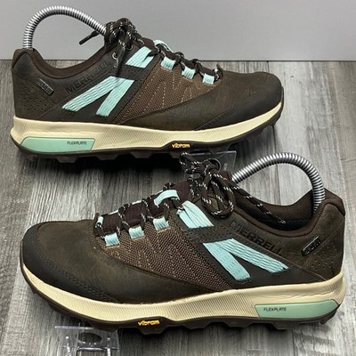 Merrell Zion Waterproof Hiking Shoes Womens 7.5 Brown Mint Vibram J18802