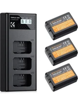 K&F CONCEPT 3-Pack NP-FW50 Battery and Upgraded 3-Slot ZV-E10 Battery Charger Co