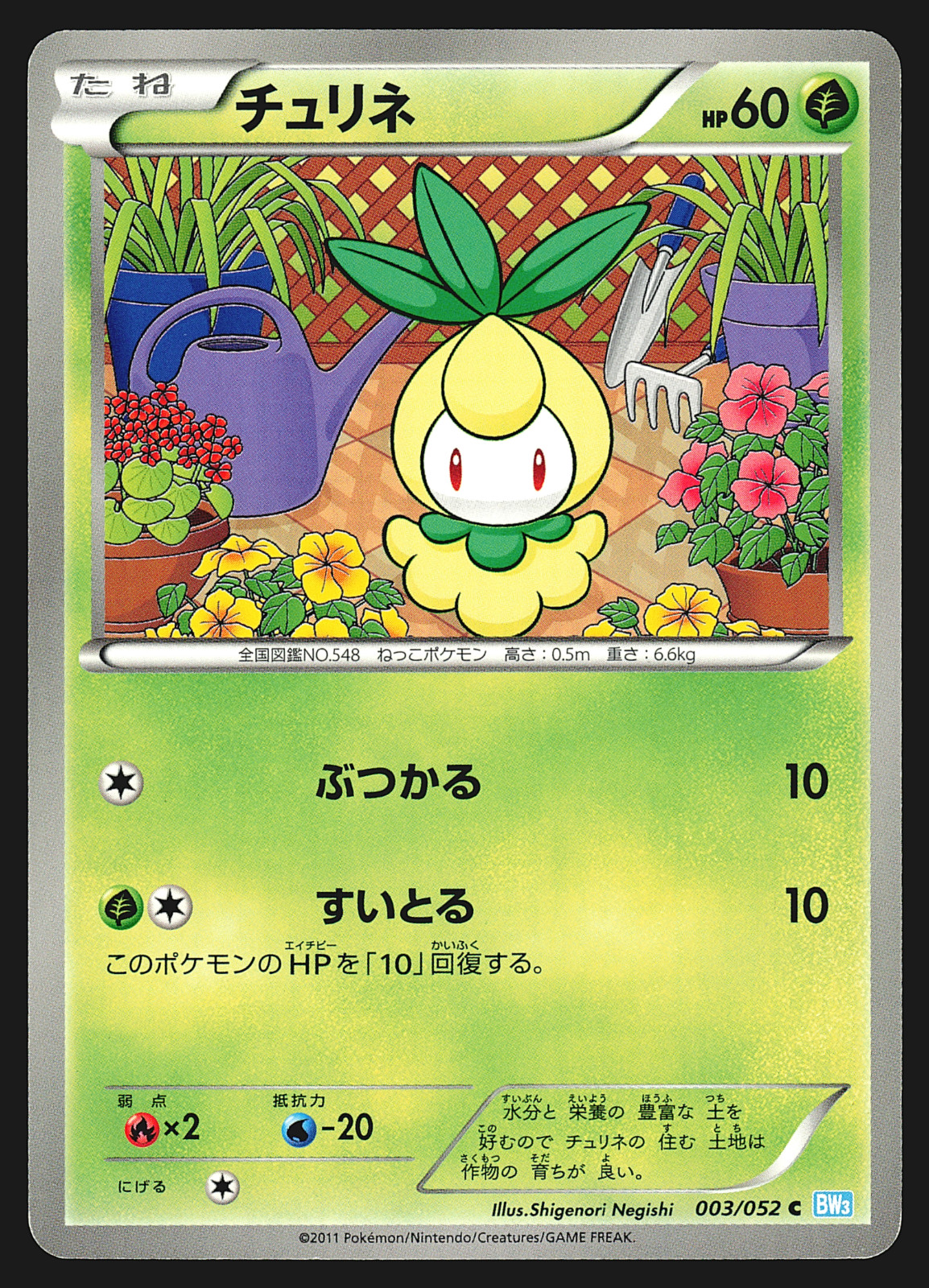 Petilil 003/052 Japanese Hail Blizzard BW3 Pokemon Card NM