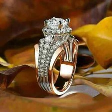 14K Rose Gold Plated Silver 2CT Real Round Moissanite Engagement Wedding Ring