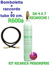 Kit Riparazione Frigorifero R600a 420 gr. + raccordo spillo 1/4" M + tubo 90 cm.