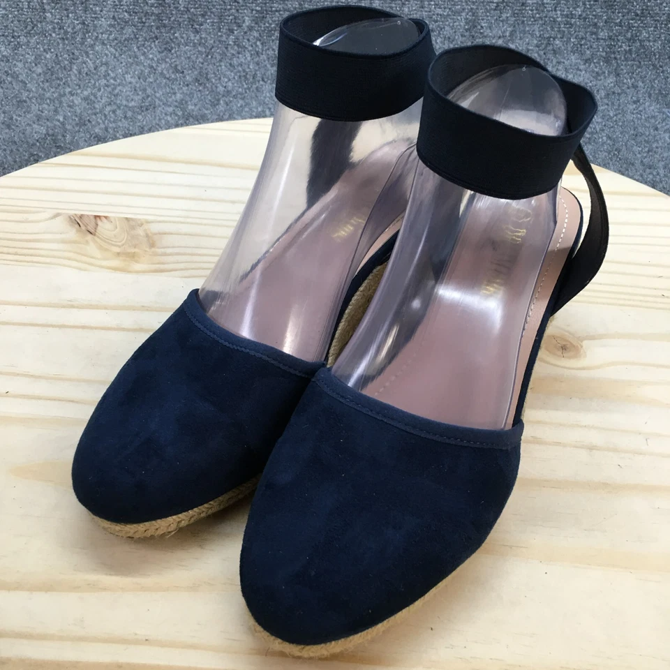 Sandalias Dream Pairs para mujer 8 alpargata Amanda azul gamuza punta almendra cuña Foto 3 de 4