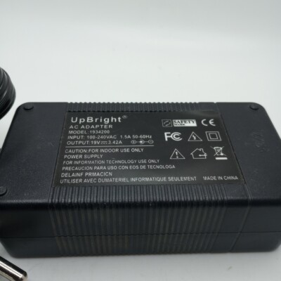 #A) UpBright 1934200 AC Adapter 65W 19V 3.42A 100-240Vac 1.5A 50-60Hz